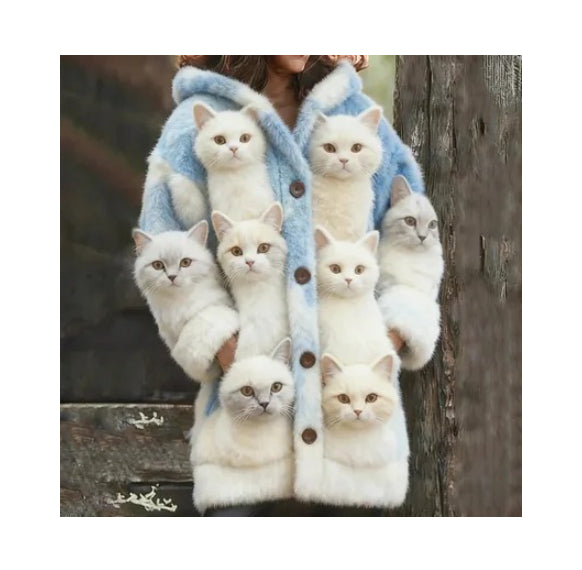 3D-printed Hooded Cardigan Womens Relaxed-fit Outerwear