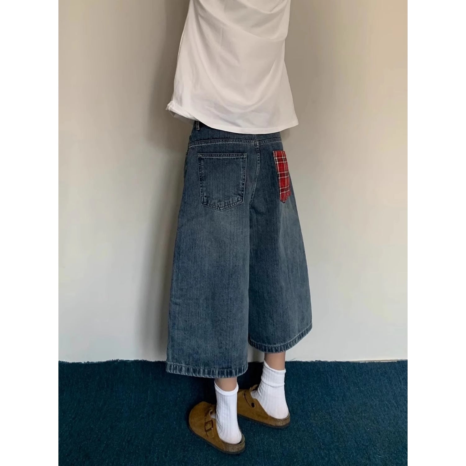 High-waisted Loose-fit Slimming Versatile Capri Wide-leg Pants