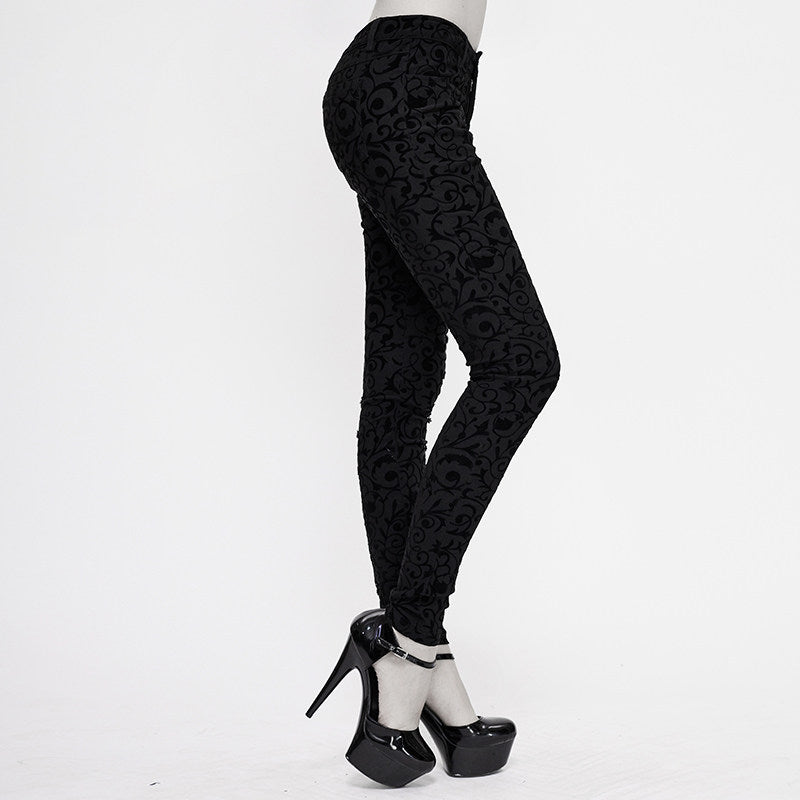 Gothic Womens Leggings With An Asymmetrical Lace-up Design