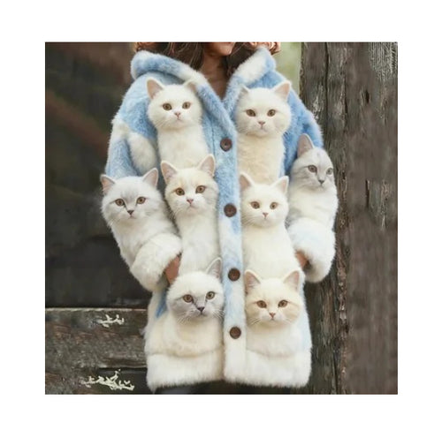 3D-printed Hooded Cardigan Womens Relaxed-fit Outerwear