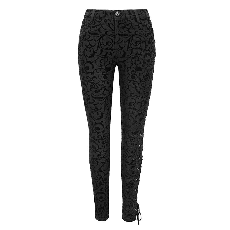 Gothic Womens Leggings With An Asymmetrical Lace-up Design