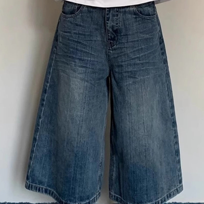 High-waisted Loose-fit Slimming Versatile Capri Wide-leg Pants