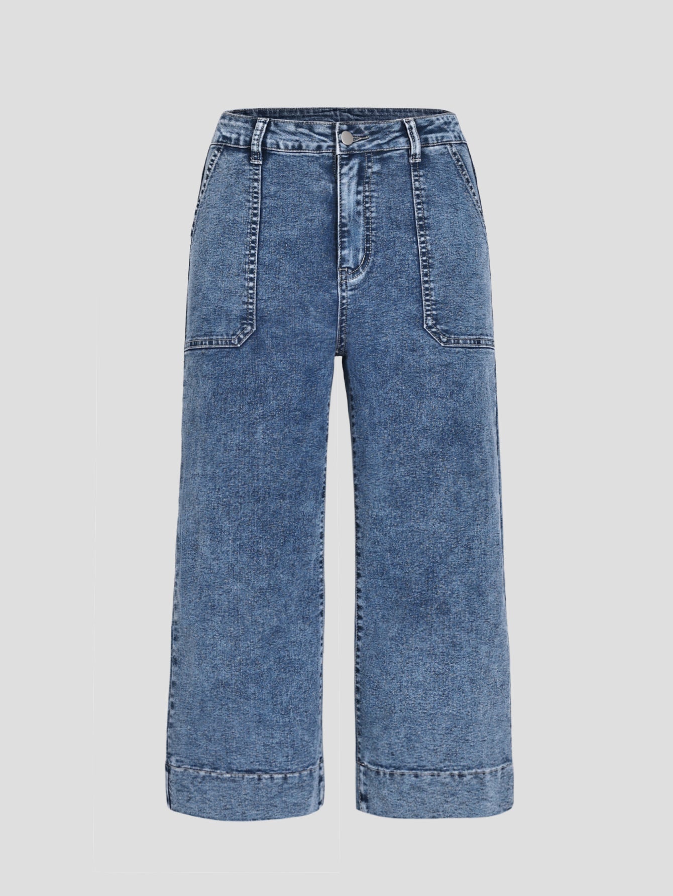 French-style Slimming Straight-leg Cropped Wide-leg Pants